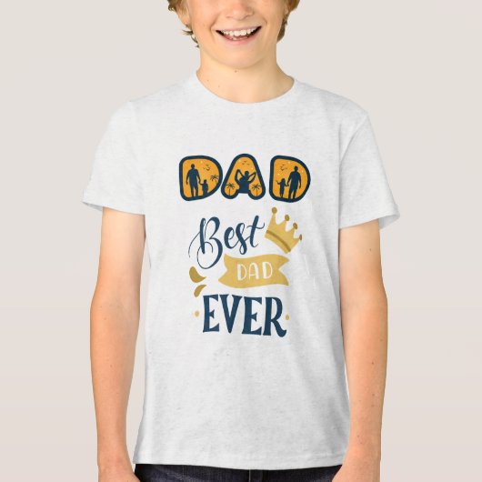 Gouden Sinaasappel & Blauw Modern Vaderdag Tri-Blend Shirt (Voorkant)