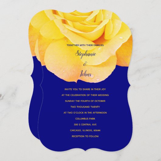 Gouden Sinaasappel Geel Rose Navy Blauw Bloemen Br Kaart (Voorkant / Achterkant)