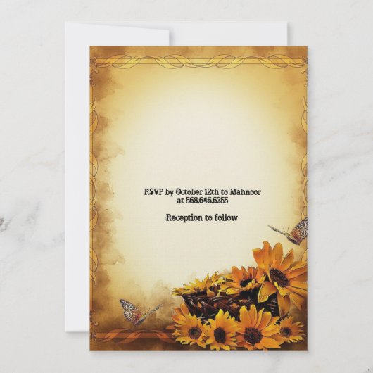 Gouden Sinaasappel Gotische Zonnebloem Halloween H Kaart (Achterkant)