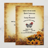 Gouden Sinaasappel Gotische Zonnebloem Halloween H Kaart (Voorkant / Achterkant)