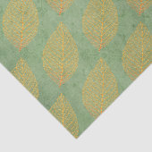 Gouden Sinaasappel Herfst Bladeren op Groene Decou Tissuepapier (Detail)