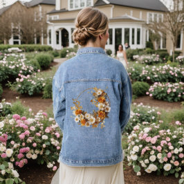 Gouden Sinaasappel Wit Bloemen Rustiek Elegant Denim Jacket