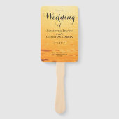 Gouden sinaasappel zomer zee golven bruiloft handwaaier (Voorkant)