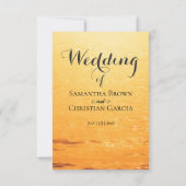 Gouden sinaasappel zomer zee golven bruiloft RSVP kaartje (Achterkant)