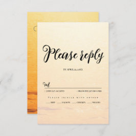 Gouden sinaasappel zomer zee golven bruiloft RSVP kaartje