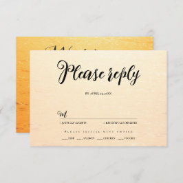 Gouden sinaasappel zomer zee golven bruiloft RSVP kaartje