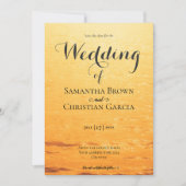 Gouden sinaasappel zomer zee golven bruiloft save the date (Voorkant)