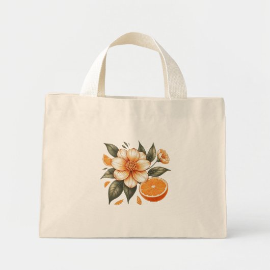 Gouden Sinaasappels Bloesem met sinaasappel Mini Tote Bag (Voorkant)