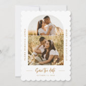 Gouden Sint-Jakobsschelp Save The Date Huwelijksfo (Voorkant)