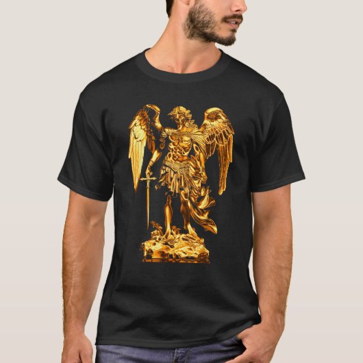 Gouden Sint Michaël de Aartsengel T-shirt (Voorkant)