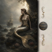 Gouden Sirene Scheepswrak Decoupage Tissuepapier