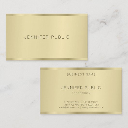 Gouden Sjabloon Elegant Eenvoudig Modern Minimalis Visitekaartje (Voorkant / Achterkant)