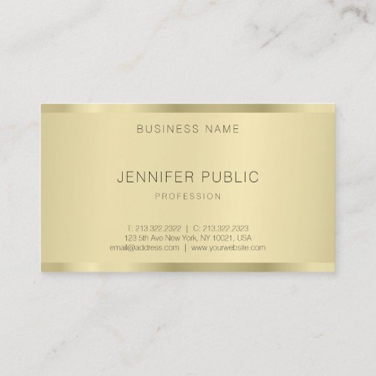 Gouden Sjabloon Elegant Eenvoudig Modern Minimalis Visitekaartje (Achterkant)