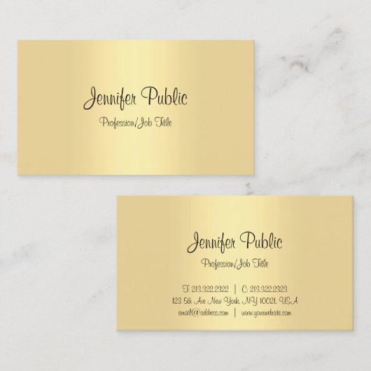Gouden Sjabloon Modern Minimalistisch Kalligrafie  Visitekaartje (Voorkant / Achterkant)