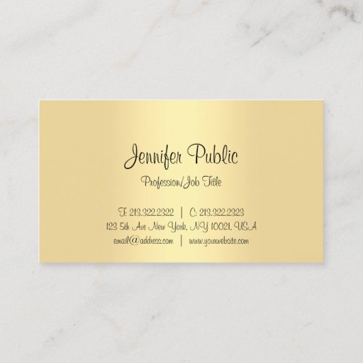 Gouden Sjabloon Modern Minimalistisch Kalligrafie  Visitekaartje (Achterkant)