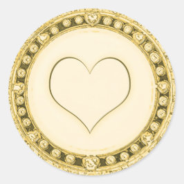 Gouden Sjabloon Pas Hart aan Ronde Sticker