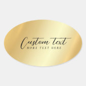 Gouden sjabloon Uw aangepaste tekst Elegante handg Ovale Sticker (Voorkant)