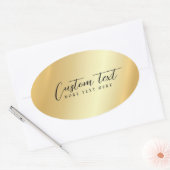 Gouden sjabloon Uw aangepaste tekst Elegante handg Ovale Sticker (Envelop)