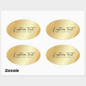 Gouden sjabloon Uw aangepaste tekst Elegante handg Ovale Sticker (Vel)