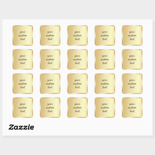 Gouden sjabloon Uw aangepaste tekst Script kalligr Vierkante Sticker (Vel)