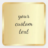 Gouden sjabloon Uw aangepaste tekst Script kalligr Vierkante Sticker (Voorkant)