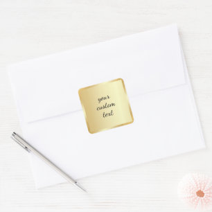 Gouden sjabloon Uw aangepaste tekst Script kalligr Vierkante Sticker