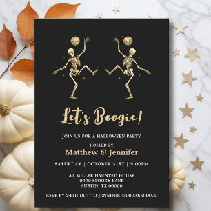 Gouden Skelet Dansende Disco Halloween Feest Kaart
