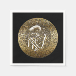Gouden Skelet Schedel Antieke Schat Munt Servet