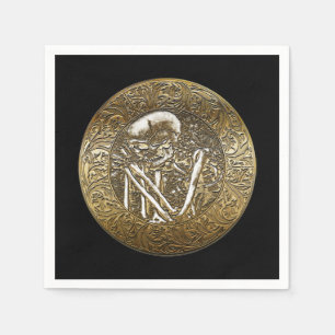 Gouden Skelet Schedel Antieke Schat Munt Servet