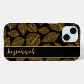 Gouden Skeletbladpatroon op Zwarte Cadeaubon Case-Mate iPhone Case (Achterkant (horizontaal))