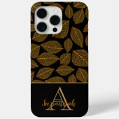 Gouden skeletonbladeren op zwart aangepast monogra Case-Mate iPhone case (Achterkant)