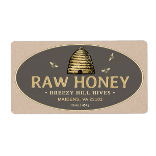 Gouden Skep Honingbijen Raw Honey Label Kraft Brow