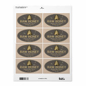 Gouden Skep Honingbijen Raw Honey Label Kraft Brow (Full Sheet)