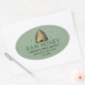 Gouden Skep met Honingbijen Ovaal Honing Label (Envelop)