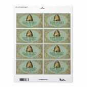  Gouden Skep met Honingbijen Rechthoek Honing Etiket (Full Sheet)