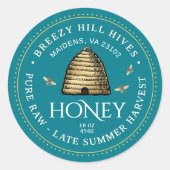 Gouden Skep met Honingbijen Ronde Sticker (Voorkant)