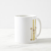 Gouden ski's en palen | Retro ski-illustratie Koffiemok (Voorkant rechts)