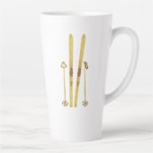 Gouden ski's en palen | Retro ski-illustratie Latte Mok (Rechts)