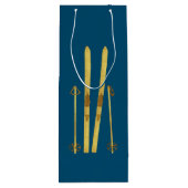 Gouden ski's en palen | Retro Ski Illustratie Vaka Wijn Cadeautas (Achterkant)