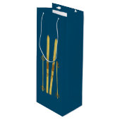 Gouden ski's en palen | Retro Ski Illustratie Vaka Wijn Cadeautas (Voorkant Gekanteld)