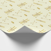 Gouden ski's en palen | Retro Ski Pattern Cream Cadeaupapier (Hoek)
