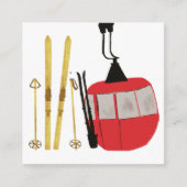 Gouden ski's en palen | Retro skilift vakantie Informatiekaartje (Voorkant)