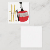 Gouden ski's en palen | Retro skilift vakantie Informatiekaartje (Voorkant / Achterkant)