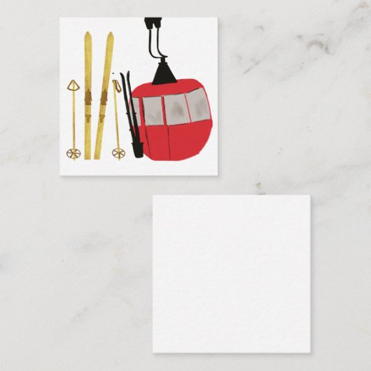 Gouden ski's en palen | Retro skilift vakantie Informatiekaartje (Voorkant / Achterkant)