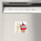 Gouden ski's en palen | Retro skilift vakantie Magneet (Insitu (Vaatwasser))