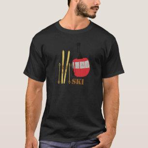 Gouden ski's en palen   Retro skilift vakantie T-shirt