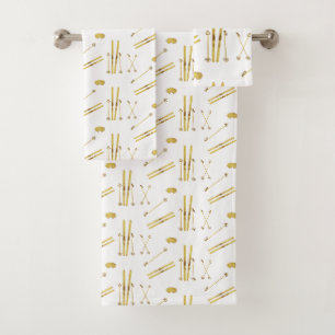 Gouden ski's en palen Retro skipatroon Bad Handdoek