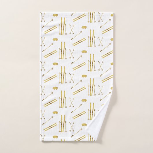 Gouden ski's en palen | Retro skipatroon Bad Handdoek (Handdoek)