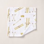 Gouden ski's en palen | Retro skipatroon Bad Handdoek (Wasdoekje)
