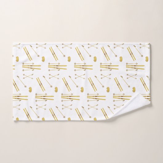Gouden ski's en palen | Retro skipatroon Bad Handdoek (Handdoek)